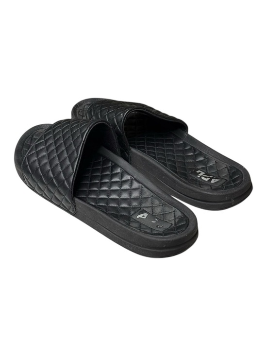 APL ? Lusso Quilted Nappa Leather Beach Athletic Pool Slide Sandal ? Black ? 14